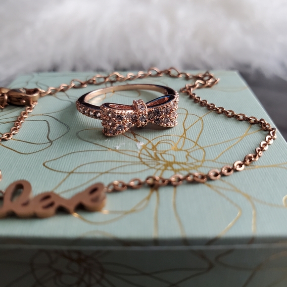 Rose gold bracelet & Bow Ring set NWOT - Picture 3 of 4